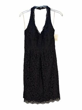 David's Bridal Black Short Halter Lace Dress